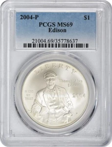 2004-P Edison Silver Commemorative Dollar MS69 PCGS - Picture 1 of 2