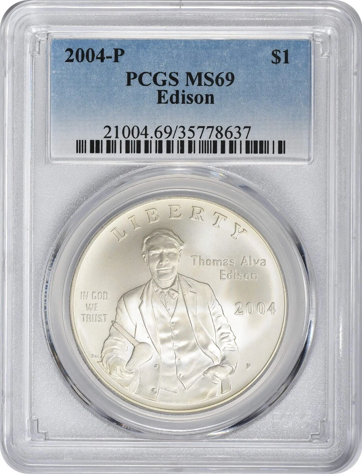 2004-P Edison Silver Commemorative Dollar MS69 PCGS - Image 1 of 2