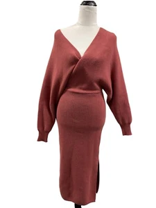 Indikah dark pink dolman sleeve ribbed Knit dress size 8 - Picture 1 of 6