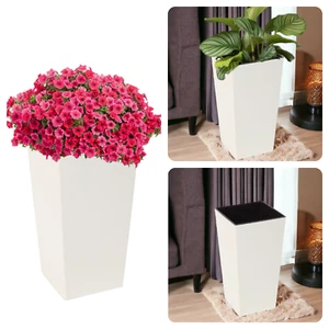 Blumenkübel Creme Hochglanz Eckig Pflanzkübel Einsatz 6 Größen BLUMENTOPF - Bild 1 von 24