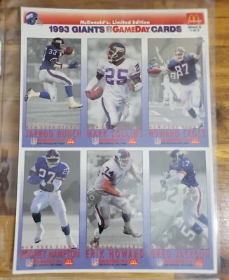 1993 FLEER McDonalds NFL Gameday Football Cards 15 Uncut Sheet LIMITED & MINT - Image 1 of 4