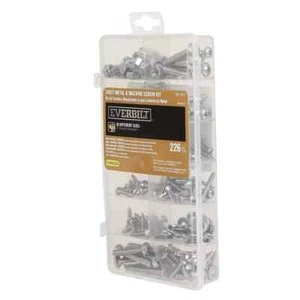 Everbilt Sheet Metal Machine Screws Set 491011 Hex Nuts Flat Washers 226 pcs - Picture 1 of 5