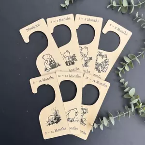 Winnie the Pooh Nursery Hangers | Baby Clothes Dividers Baby Shower Gift x 7 - Picture 1 of 6