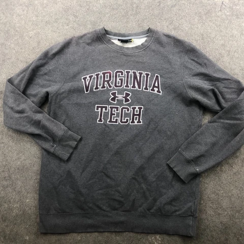 Virginia Tech Hokies Sweatshirt Mens Large Gray Maroon Spell Out Loose * Cover
