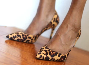 Megnarcm Pointed Toe Heels, Leopard Print, NARROW Fit, Sizes EU 43, 44, 46 - Picture 1 of 15