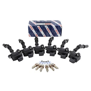Bosch 6 Ignition Coil & 6 Double Iridium Spark Plugs Kit For Mercedes W164 ML350 - Picture 1 of 5