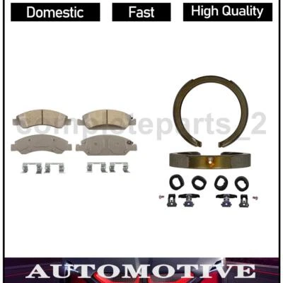 2 pastilhas de freio dianteiras traseiras sapata de freio de estacionamento compatível com 2008 2009 Chevrolet Avalanche - Imagem 1 de 4