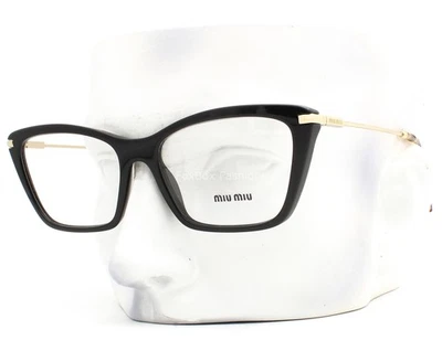 Gafas Miu Miu VMU 01U 1AB-1O1 pulido negro dorado templo con bolsa Foto 1 de 4