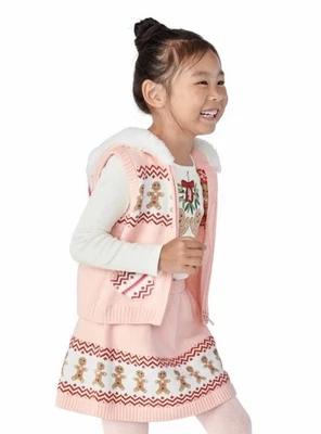 Gymboree Girls Size 10 Pink Holiday Vest & Skirt Gingerbread Outfit Christmas - Image 1 of 4