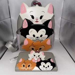 NWT Rare Loungefly Disney Parks Mini Backpack & Wallet Cats Marie Figaro Oliver - Picture 1 of 14
