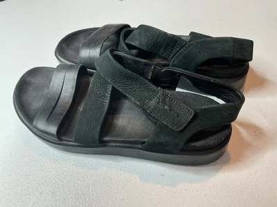 Sandalias ECCO 37 Flowt 2 Deportivas con Tirantes Cordones Cuero Negro Planas Foto 1 de 4