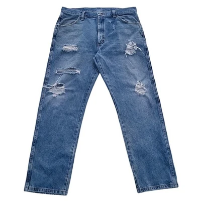 Rustler Jeans Men's Size 37x30 Blue Distressed Relaxed Western Farmer Tag 38x32 - Image 1 of 4