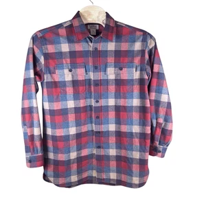 LL Bean Chamois Cloth Flannel Shirt Large Tall (LT) Heavy Fall Orange and Black - Picture 1 of 6