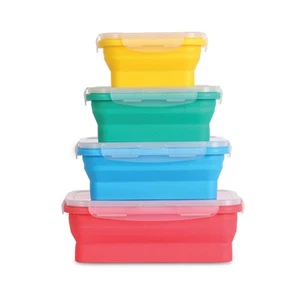 - Collapsible Silicone Food Storage Containers with Lids, Set of 4, BPA-Free,... - Picture 1 of 9