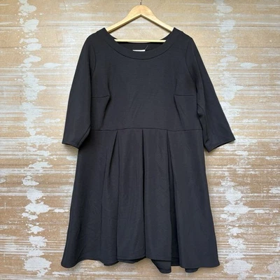 Modcloth Fervour Knit A Line Dress Black Leather Pin Up Retro Preppy Womens 2X - Image 1 of 4