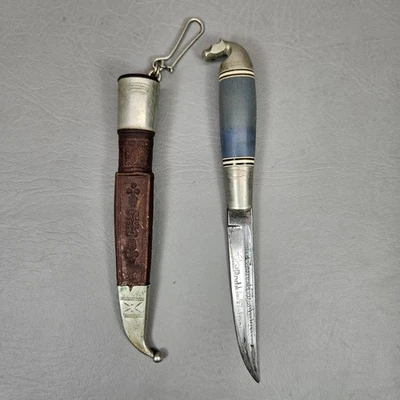 Cuchillo Puukko Iisakki Jarvenpaa Finlandia De Colección con Funda de Cuero Cabeza de Caballo Foto 1 de 4