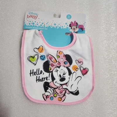 Babero Disney Baby Minnie Mouse ¡Hola, ahí! Hearts Wink Nuevo Foto 1 de 2