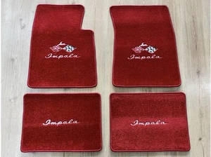 1959-79 Chevy Impala Floor Mats Red Carpet Set of 4 - Picture 1 of 6