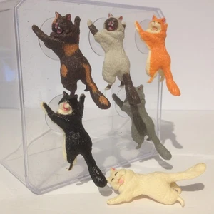 CATS Lot 6 Novelty Suction Cup Miniatures Wine Glasses Fridge Weird Funny Kitty - Picture 1 of 12