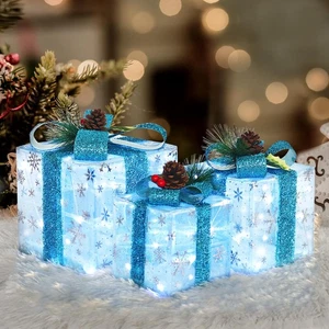 3er Set Weihnachten beleuchtete Geschenkboxen, vorbeleuchtet 60LED beleuchtet Geschenkboxen O... - Bild 1 von 6