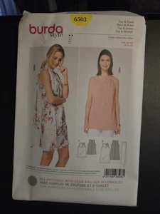 Burda 6503 Airy, Bias Cut Top & Dress w Angled Pleats, Scarf Sz 8-20 UC Pattern - Picture 1 of 3