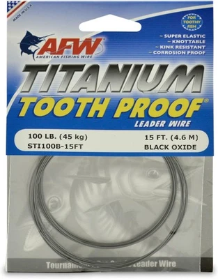 AFW Titanium Tooth Proof, Single Strand Leader 15 pés, teste de 100 libras, preto  - Imagem 1 de 4