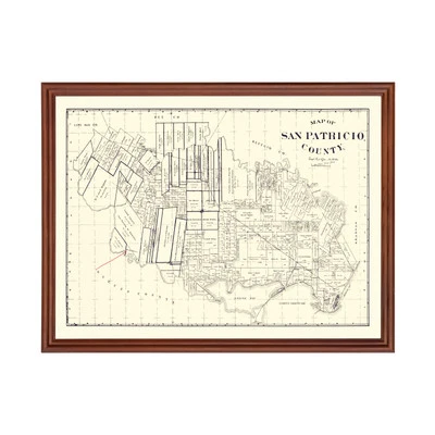 Old Map of San Patricio County, TX 1896 - Vintage Texas Art - Image 1 of 4
