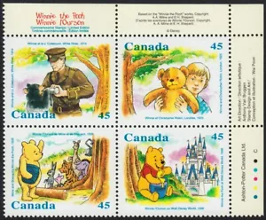 WINNIE THE POOH = WALT DISNEY = Bloque de placa superior de 4 MNH Canadá 1996 #1621a - Imagen 1 de 1