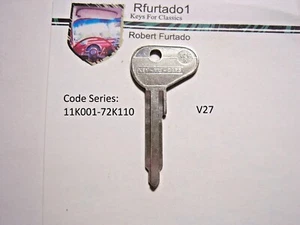 Key Blank for Volkswagen Beetle, Karmann Ghia, Type 3, Fastback, Squareback (V27 - Picture 1 of 2