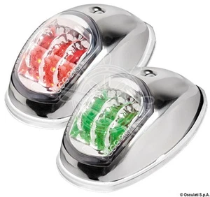 Pair LED Navigation Lights Stainless Steel Case Red & Green Light 12v EVOLEDRG - Picture 1 of 2
