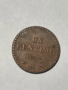 France Coin 1 Centime Dupré 1849 A (158-7/P6/N3) - Picture 1 of 3