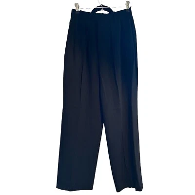 Vintage 80’s Nordstrom Bill Blass Womens Black Wool Sz 2  Wide Leg Pants Slacks - Image 1 of 4