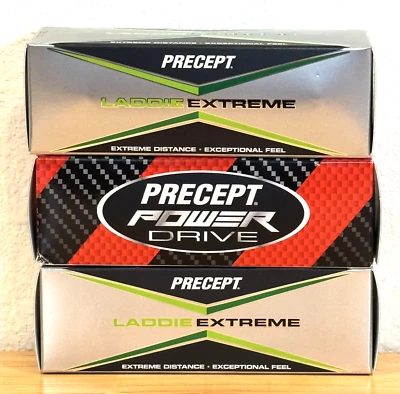 NEW PRECEPT LADDIE EXTREME AND POWER DRIVE SPONSOR LOGO WHITE GOLF BALLS - Image 1 of 4