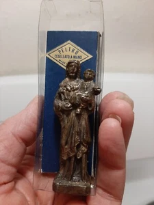 Vintage St. Josef trägt Jesuskind Bronzeskulptur Made in Italy 1930’s - Bild 1 von 3