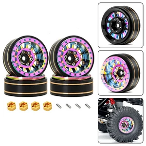 4x 1.1" Brass Beadlock Wheel HUB Rims For Traxxas TRX4M 1/24 Axial SCX24 RC Car - Picture 1 of 15