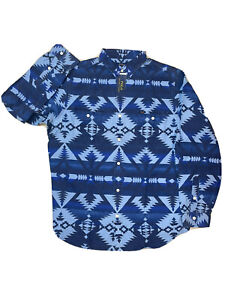Men's Polo Ralph Lauren Indigo Western Aztec Jacquard Button-Down Shirt XL