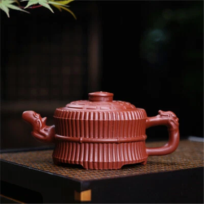 Tetera de arcilla china Yixing Zisha de 9 oz hecha a mano bambú dragón Tai Chi 一捆竹 Foto 1 de 4