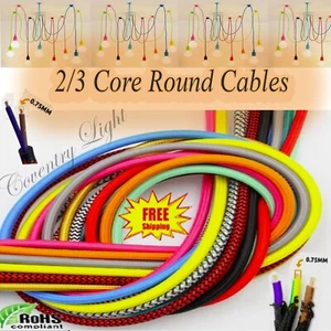 Cable de 5 m 2/3 núcleos tela flexible redondo vintage industrial trenzado lámpara cable - Imagen 1 de 72