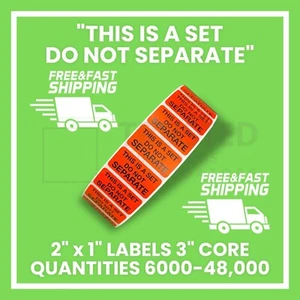 2"x1" Red Stickers "This Is a Set Do Not Separate" Packaging Labels 6000/Roll - Picture 1 of 16