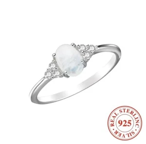 925 Sterling Silver Drop Engagement White Lab Opal Ring Sizes 7 or 8 - Picture 1 of 1