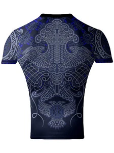 Raven Fightwear Men's Nordic Jiu Jitsu BJJ Rash Guard Short Sleeve MMA Blue  - Picture 1 of 3