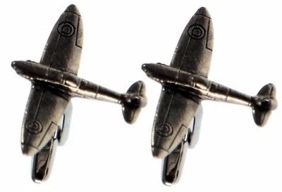 Britannico WW2 Caccia Spitfire Guerra Aereo Peltro Inglese Regalo Gemelli Direct - Immagine 1 di 4