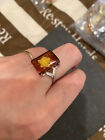 NEW HIGHEND*RARE*AMAZINGLY GORGEOUS LARGE CARVED CHERRY AMBER GOLDS925 RING