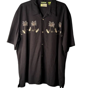 Cubavera Palmen schwarz S/S bestickt tropisches Motiv Größe XL - Bild 1 von 5