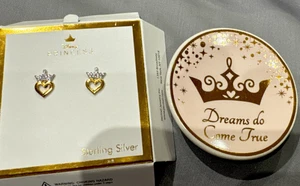DISNEY PRINCESS TIARA Herz Ohrring Sterlingsilber & vergoldet Schmuckstück - Bild 1 von 4