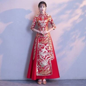 Chinese Traditional Women Wedding Dress Set Bride Red Embroidery Shirt and Skirt - Picture 1 of 11