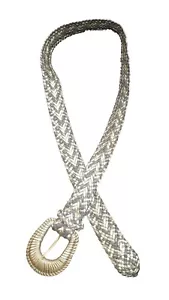 COSTUME BELT WOMEN'S 36" X 1-1/8"W BRAIDED GRAY GOLD D Ring Belt Buckle - Picture 1 of 3