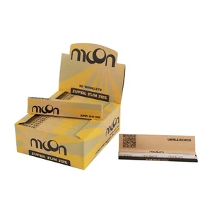 1 Box 50 Booklets MOON Super Slim Size Unbleached Cigarette Rolling Paper 108x36 - Picture 1 of 6