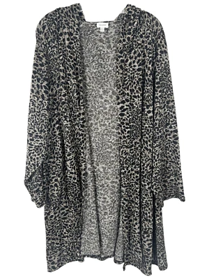 Cárdigan Suéter Avenue Talla Grande 30W 32W Estampado Leopardo Largo Con Capucha Abierto 1430 Foto 1 de 4