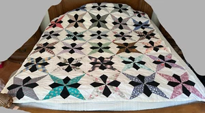 VINTAGE QUILT PATCHWORK HOME MADE 74X82 KING SIZE BLANKET - Picture 1 of 9